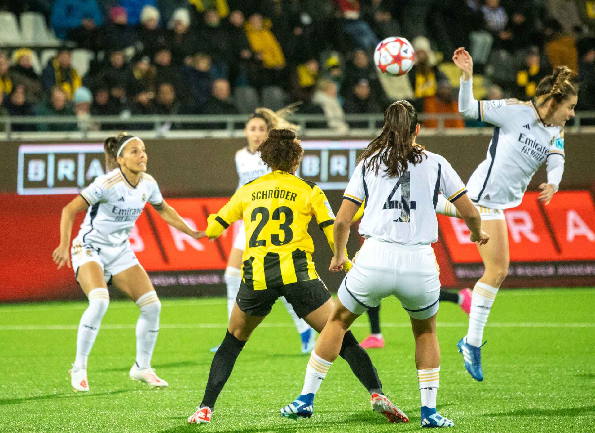 Felicia Schröder och BK Häcken i möte med Real Madrid 2023.
