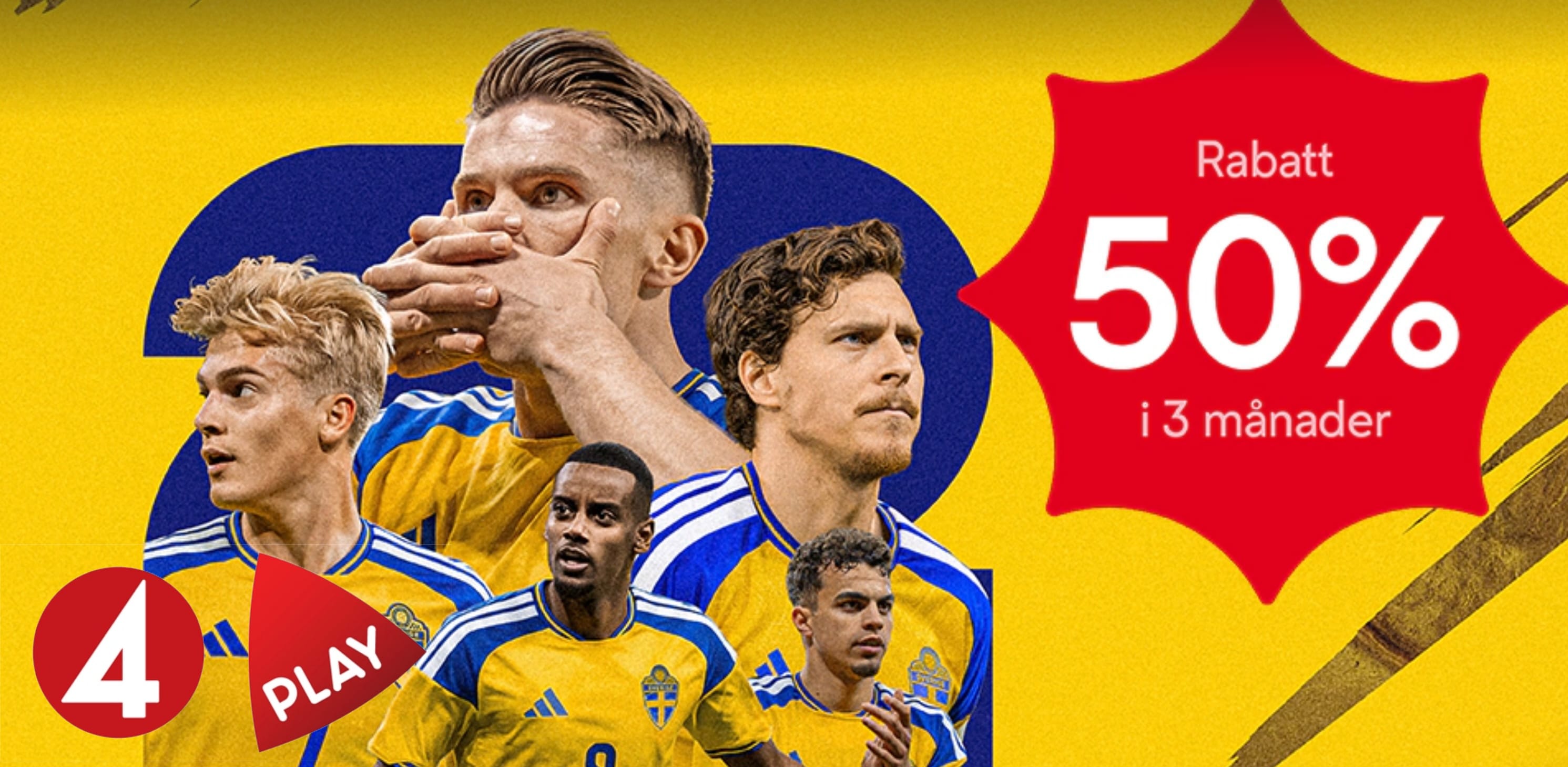 TV4 rabatt VM 2026 – 50 % rabatt på TV4 Play Sport Fotboll